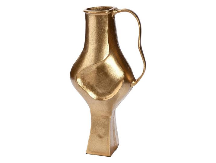 Dekovase Antigua, Goldfarben, Metall, 18x34x10 cm, auch für frische Blumen geeignet, Dekoration, Vasen, Metallvasen