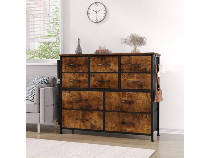 Commode de chambre - PROMIRACAL - PROMIRACAL - 12 tiroirs - Cadre acier renforcé - Pieds réglables