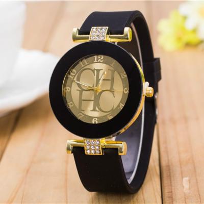 Fusion Finds Women's Quartz Watch Minimalist Diamond Casual Silicone Strap Wrist Watch black