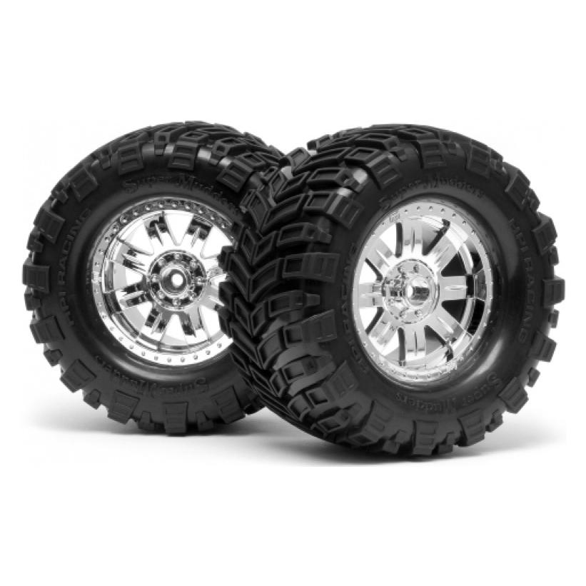 HPI Reifen Mudders Auf Felgen Ringz Chrom (4726)