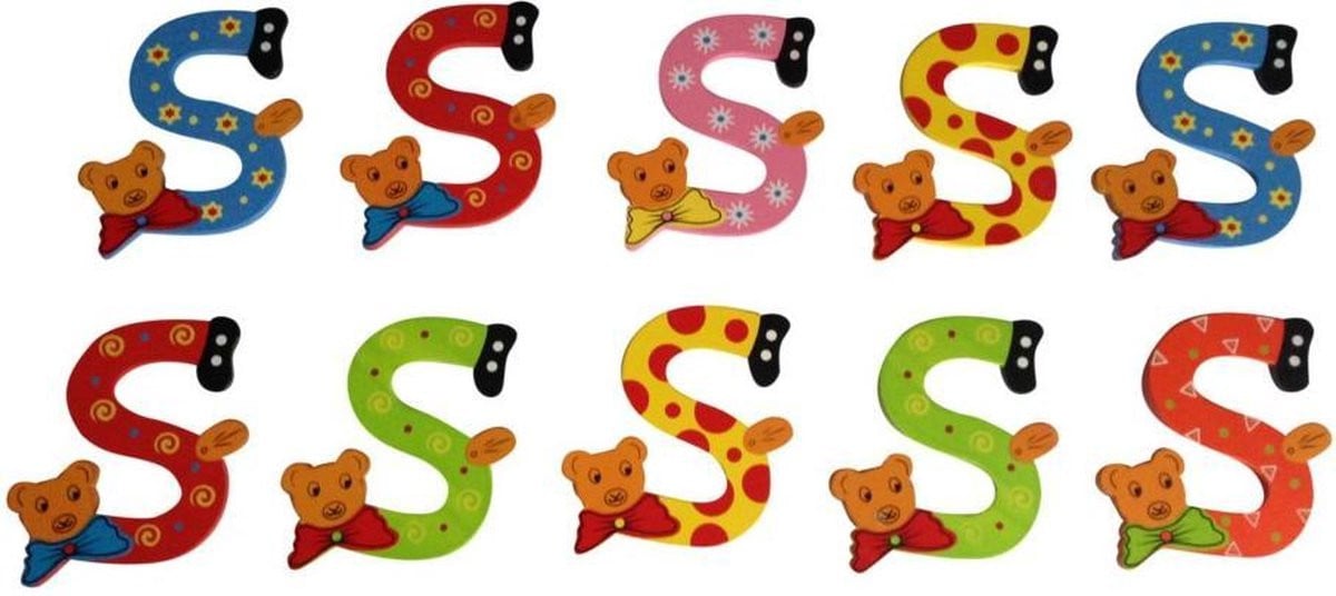 Houten letter S Beer naamletter 10 cm