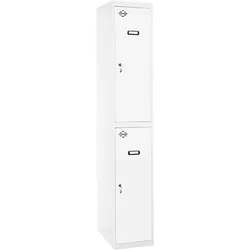 Proregal Spind AMEGO | HxBxT 180x30x50cm | 2 Abteile | Grundmodul | Weiß-Weiß