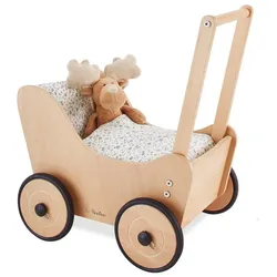 Pinolino Puppenwagen „Sarah", inkl. Bettzeug Dessin „Blümchen”, blau, 4-tlg.
