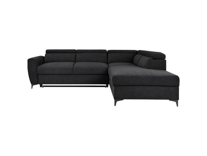 Ecksofa, Schwarz, 255x217 cm, Textil, 5-Sitzer & Ottomane Rechts, Klassisch-Modern, CARRYHOME