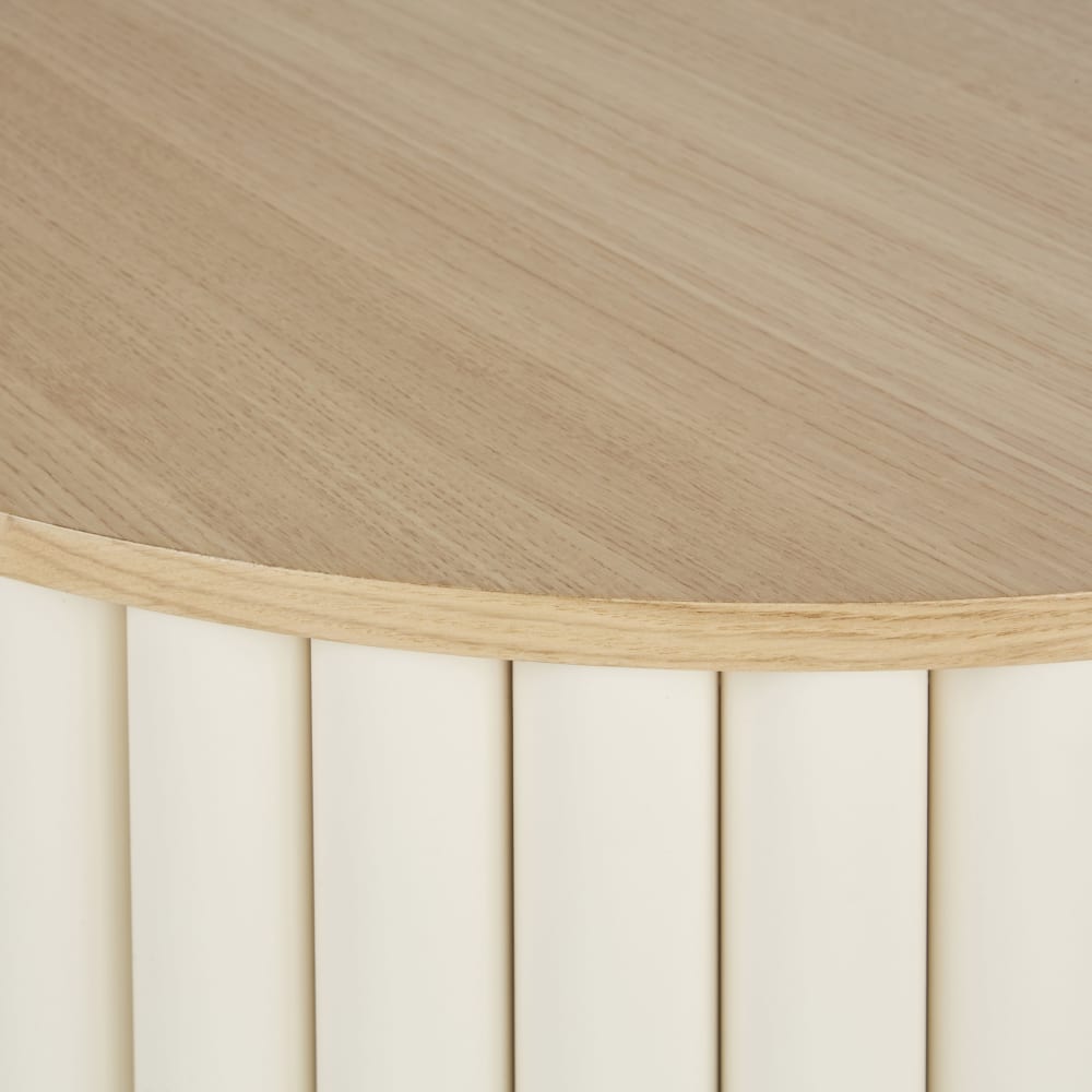 Maisons du Monde Table basse ronde effet rondins blancs, Ø80 cm Blanc 80x45x80cm