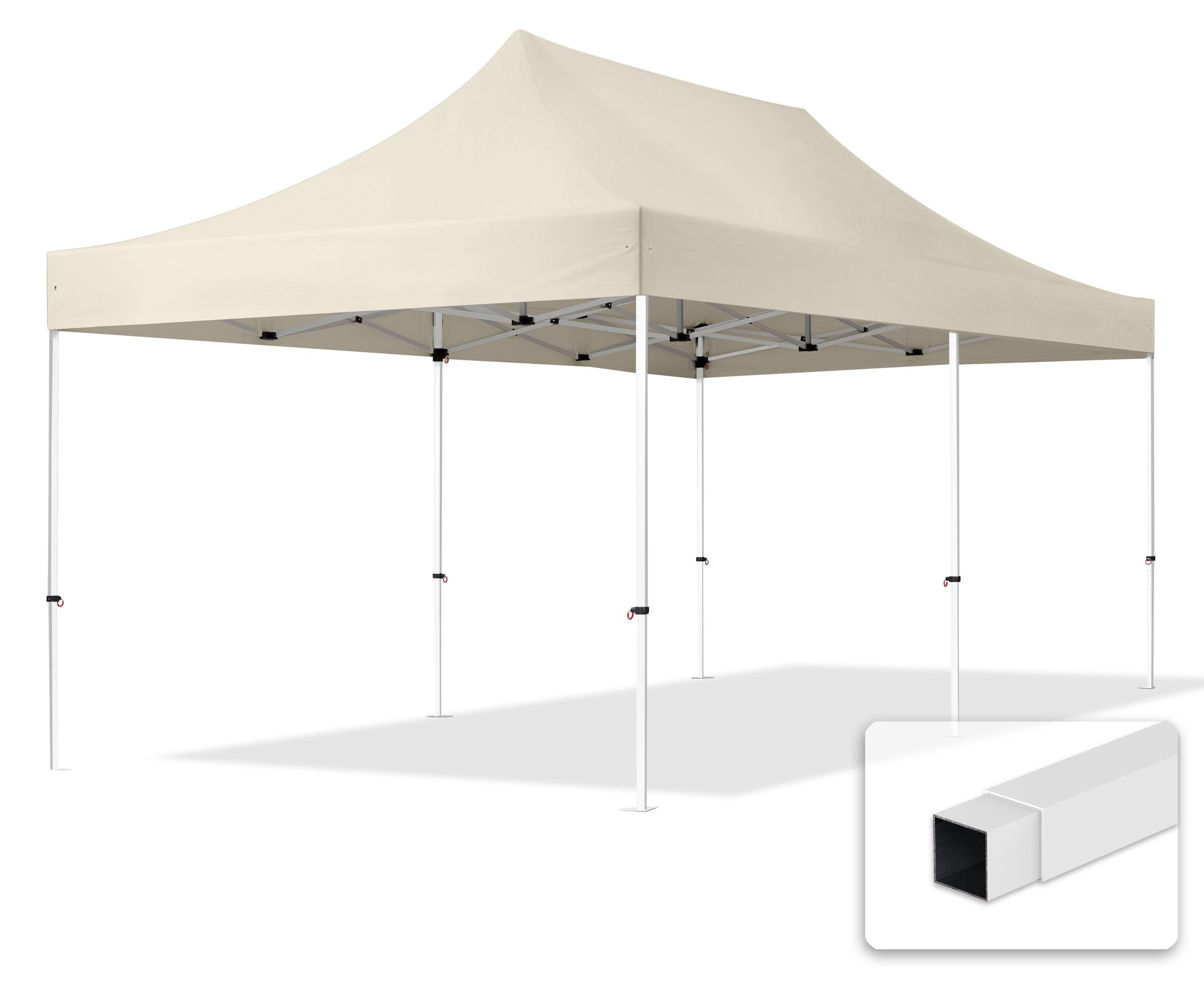 TOOLPORT 3x6m Stahl Faltpavillon, ohne Seitenteile, creme