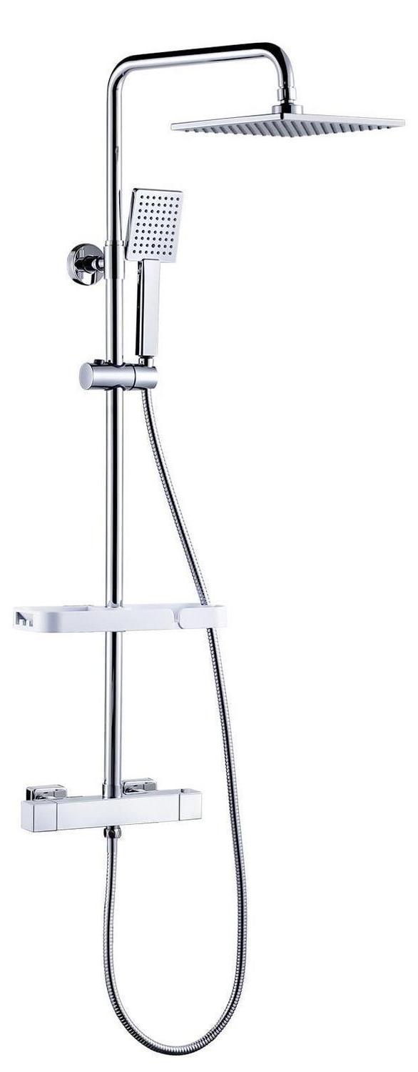 Duschsystem Thermostat mit Ablage Chrom, 84-121 cm, Edelstahl