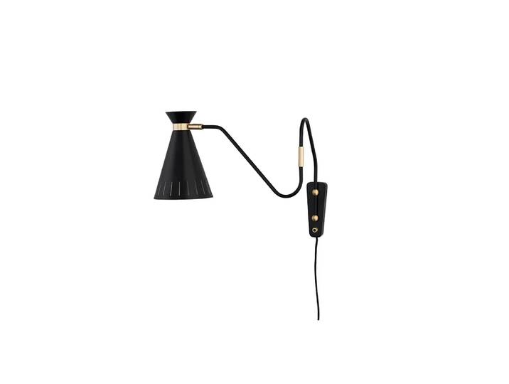 Warm Nordic Cone Wandleuchte Black noir, Messingdetails