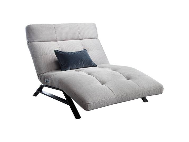 Pure Home Lifestyle Relaxliege, Hellgrau, Metall, 120x54-113x158-198 cm, Goldenes M, Dgm, Lederauswahl, Stoffauswahl, motorische Relaxfunktion, Wohnzimmer, Sessel, Relaxliegen