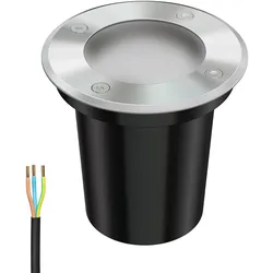 ledscom.de Bodeneinbauleuchte BOLI für außen, IP67, edelstahl, gefrostet, rund, 108mm Ø inkl. LED Lampe 609lm weiß