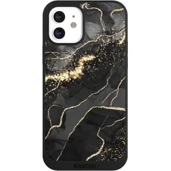 Nivocase Handyhülle für Apple iPhone 12 Hülle NIVOpure Case Schwarz Glitzer Look Marmor Utart (Apple iPhone 12), Smartphone Hülle, Schwarz