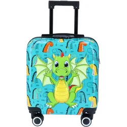 TheTrueC Kindertrolley 4 Rollen Dino - grün