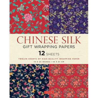 Chinese Silk Gift Wrapping Papers - 12 Sheets