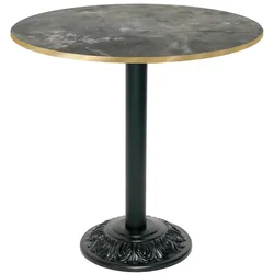 RestooTab - Tisch Versailles Ø70cm Dekor metallisierter stein kanten messingfarben