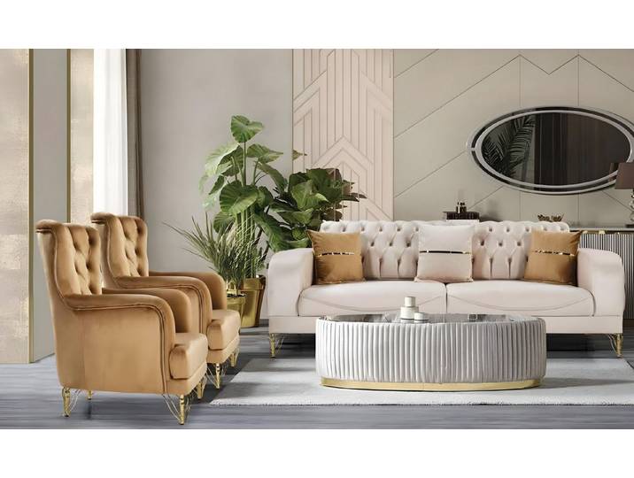 JVmoebel Polstergarnitur 3+1+1 Sitzer Set: Sofa mit zwei Sesseln im einheitlichen Design., (3-tlg), Made in Europa