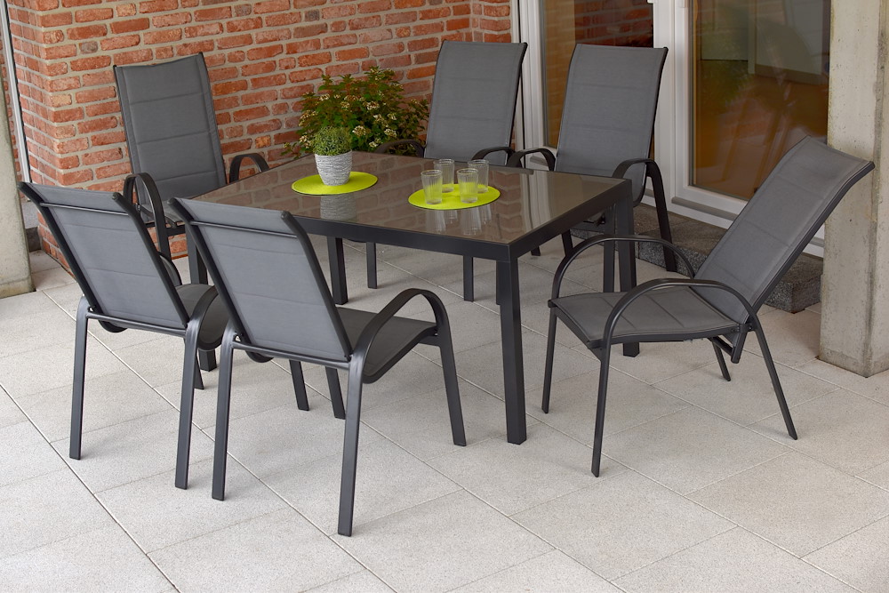 MERXXHANDELS Amalfi Set 7tlg 4 Sessel hoch 2 Sessel Tisch 150x80cm 16946442
