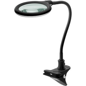 Goobay Lupenleuchte 65577 SMD, 100 mm Glaslinse, LED, 1,75x Vergrößerung (3 Dioptrien), schwarz, mit Tischklemme