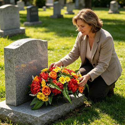 Garvee Artificial Cemetery Flower, Headstone Flower Saddle, UV resistant, weather resistant, adjustable steel saddle