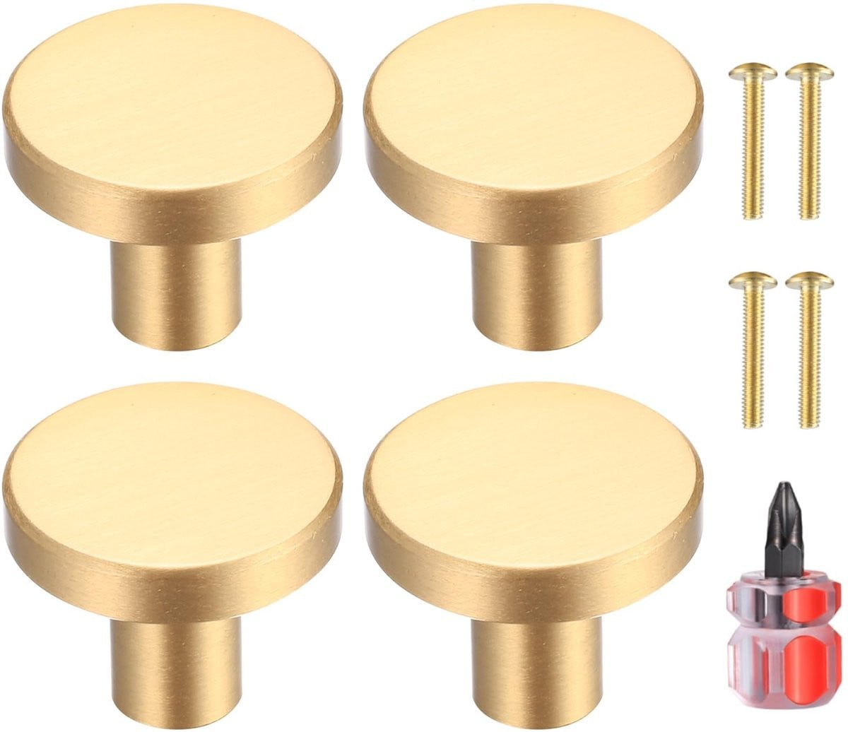 Solidchoice - Set van 4 vintage kastknoppen van messing voor meubels
