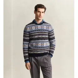 Gant für Herren. 8050327 Fair-Isle-Pullover blau (L), Lässig, Wolle, Klassisch, Marine