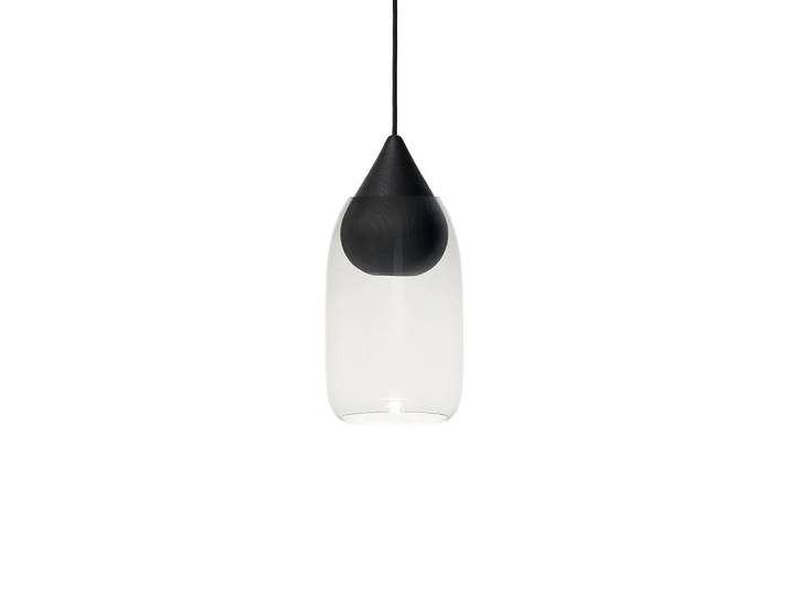 Mater Liuku Drop Pendelleuchte Transparent, Linde schwarz lackiert
