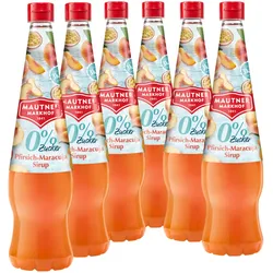 6 x Mautner Markhof 0% Zucker Sirup Pfirsich-Maracuja