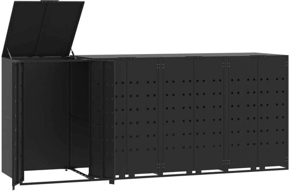 Mülltonnenbox für 4 Tonnen Schwarz 276x79x117 cm Stahl