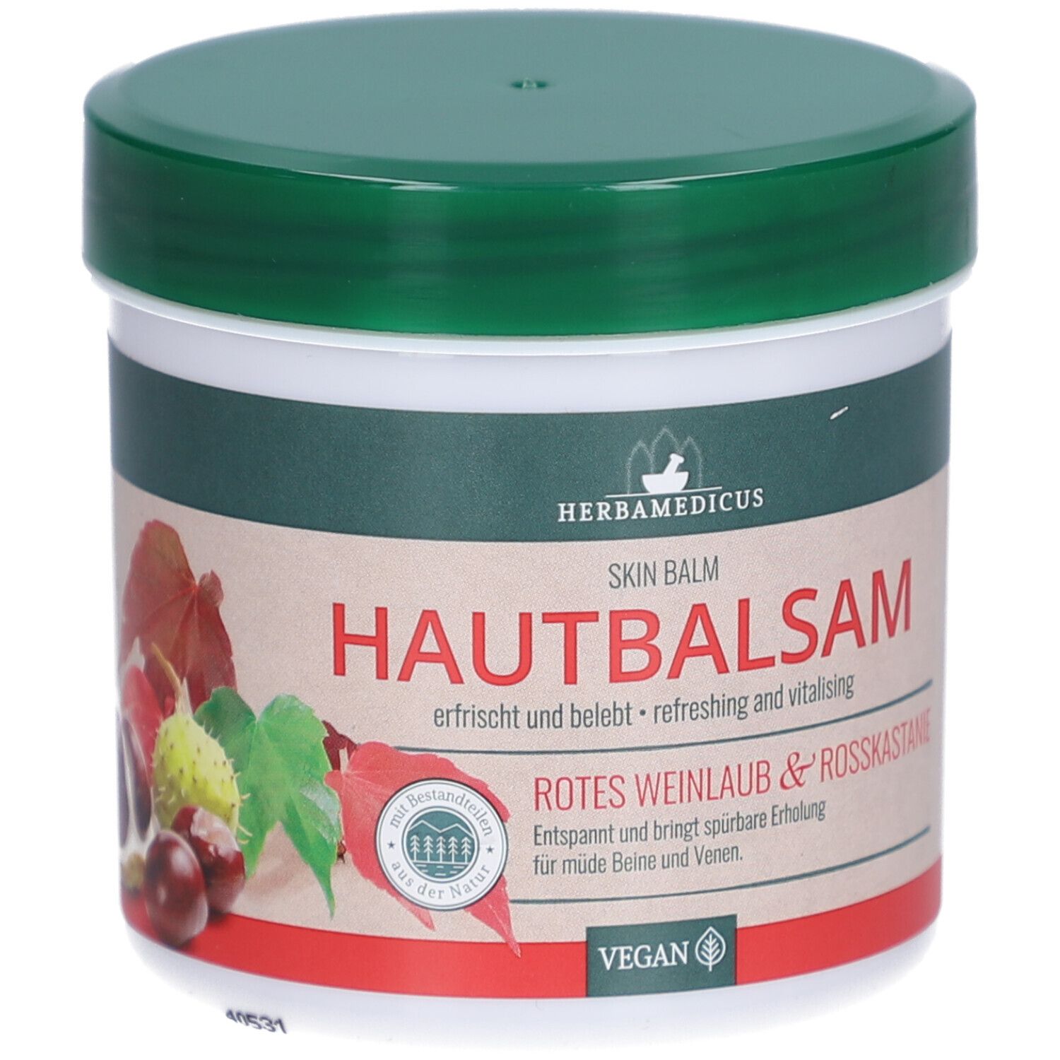 Rotes Weinlaub & Rosskastanie Hautbals.Herbamedic. 250 ml Balsam