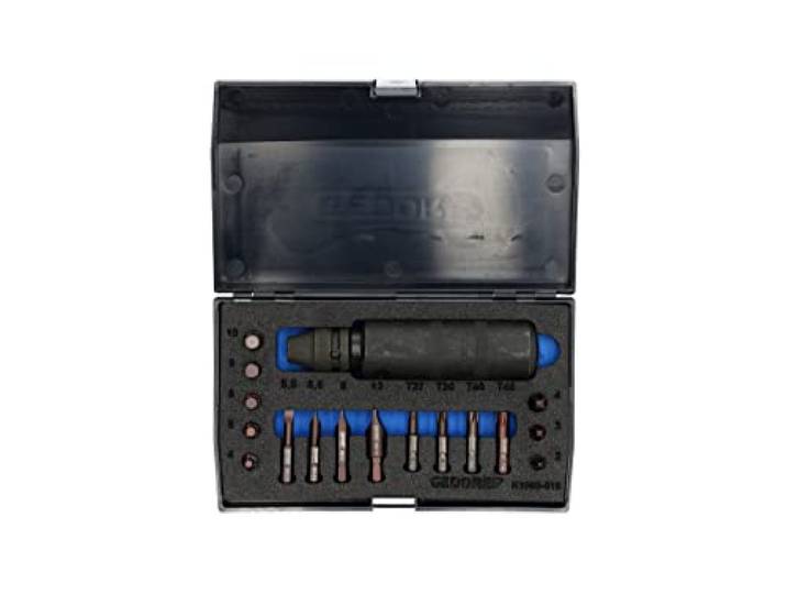 GEDORE Jeu de tournevis impact\, 18 pièces\, 1/2\ \, Horaire et anti-horaire\, Jeu de tournevis à frapper avec embouts\, Utilisation avec un marteau\, K 1900-018