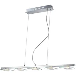 LED Pendelleuchte Hängeleuchte Esszimmerlampe 5-flammig Silber Glas 90 cm