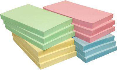 INFO Haftnotizen, Recyclingpapier, 125 x 75 mm, 12 x 100 Blatt, blanko, bunt