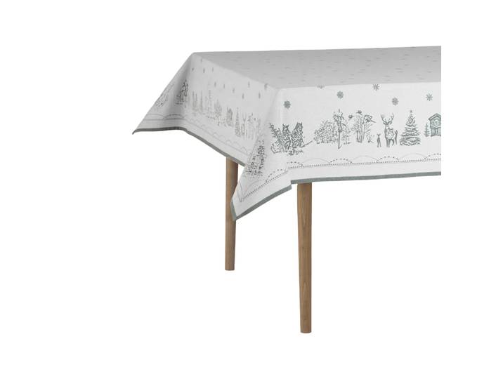 Wik & Walsøe Nappe Julemorgen Blanc-vert, 140x240 cm