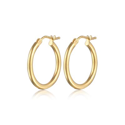 Paar Creolen ELLI PREMIUM "Ohrringe Creolen Basic Bügelverschluss 375er Gelbgold" Gr. 20, gold, Ohrringe, Damen, 20, Gelbgold 375