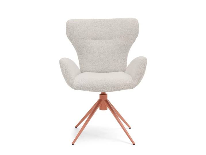 Musterring JustB! SP150 Schalensessel - in verschiedenen Bezugs-und Gestellvarianten - Bouclé Alpine champagne - Stativgestell Metall Lack blush - ohne Funktion Drehfunktion, Rückholfunktion Modern, Skandinavisch