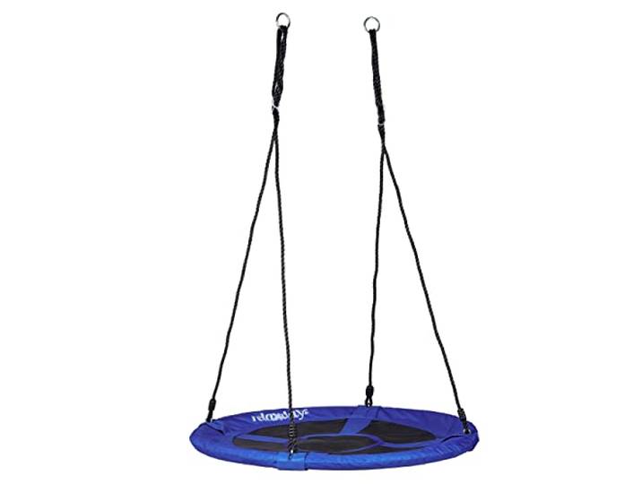 Relaxdays Balançoire nid d'oiseau rond Bleu foncé 90 x 90 x 153 cm 10020820_651