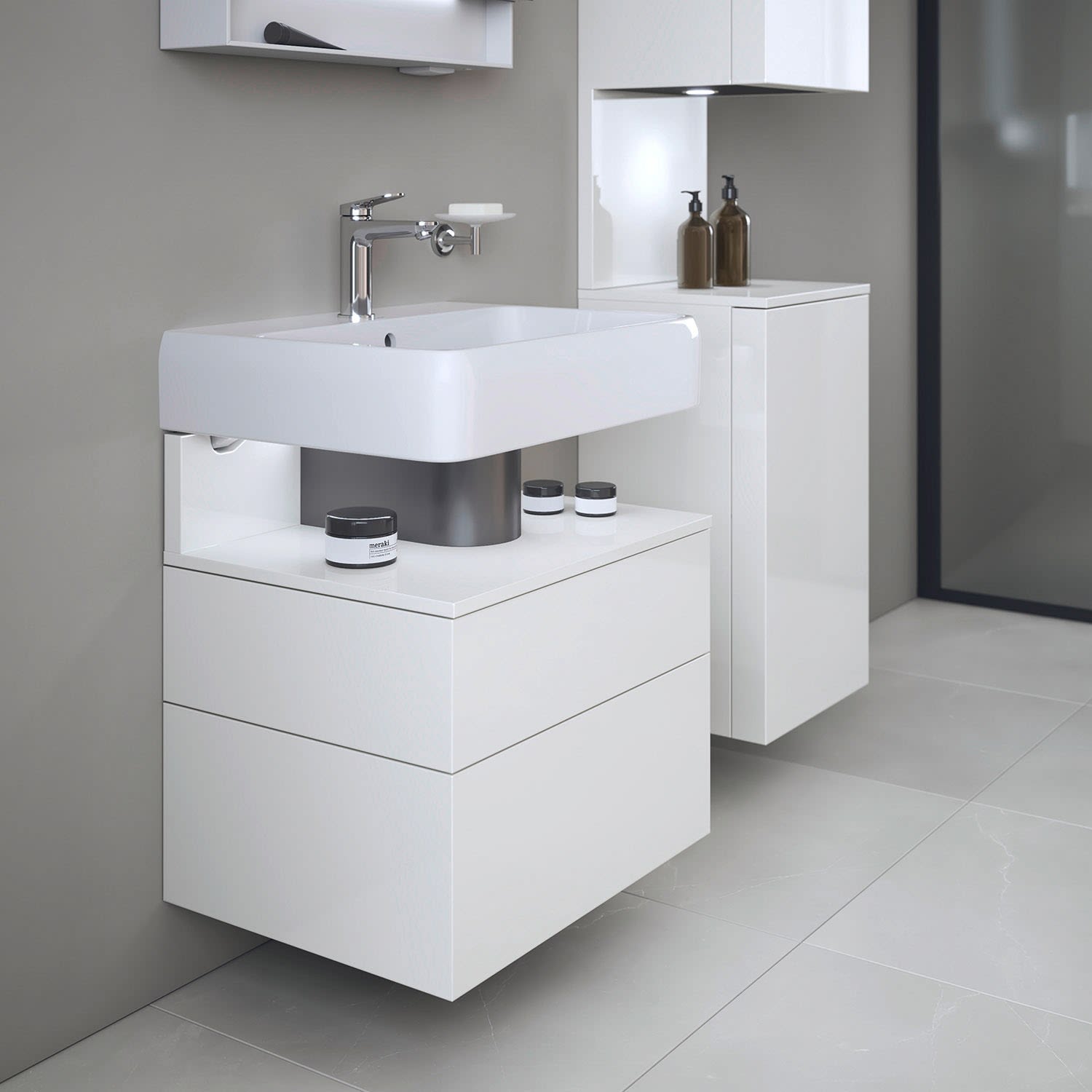 Duravit Collection One Waschtischunterschrank 59 x 59 cm, 2 Auszüge, mit LED Beleuchtung
