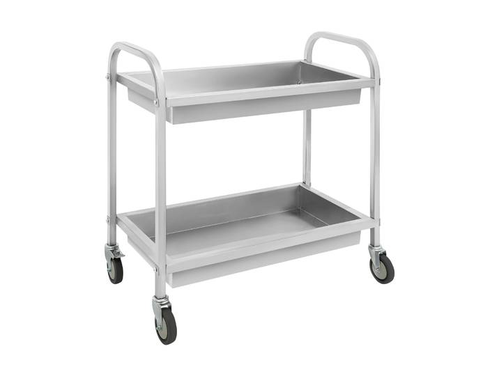 Chariot de service robuste à 2 niveaux en acier inoxydable 201, chariot de service pour cuisine, salon, clinique, restaurant, hôtel, café