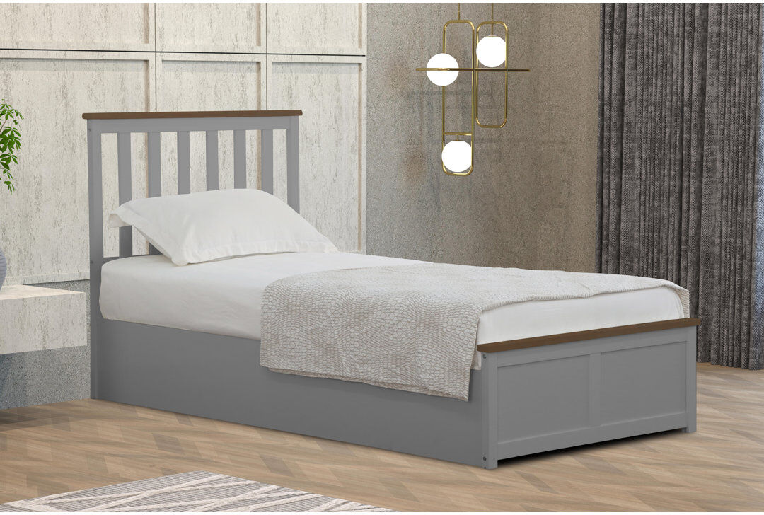 Marlow Home Co. Araliya Lift Up Storage Ottoman Bed Grey Single (3')