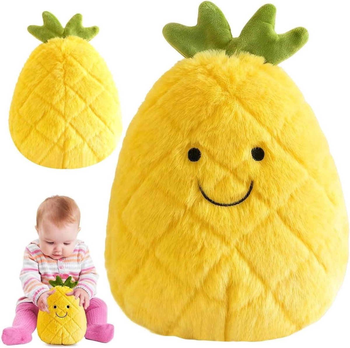 Geel Pluche Ananas Knuffelkussen voor Kinderen - 25 cm