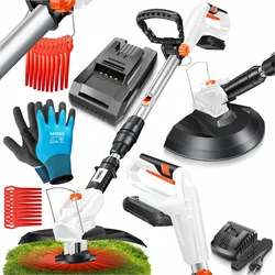 MASKO® Akku-Rasentrimmer mit 20 V Li-Akku, 2,0 Ah Akku und Ladegerät, Motorsense 26 cm Schnittkreis, 180° Trimmwinkel, Teleskop-Stiel & Zusatzhandgriff, inkl. 20 Messer Kunststoffklinge