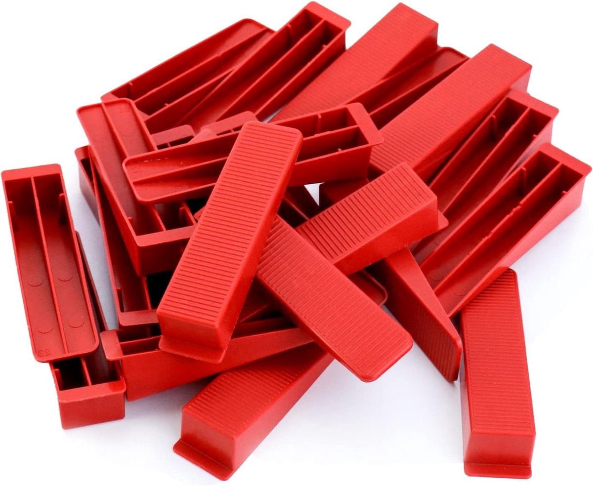 100 stuks Rode Tegelwiggen Nivelleersysteem voor Wand- en Vloertegels van Plastic