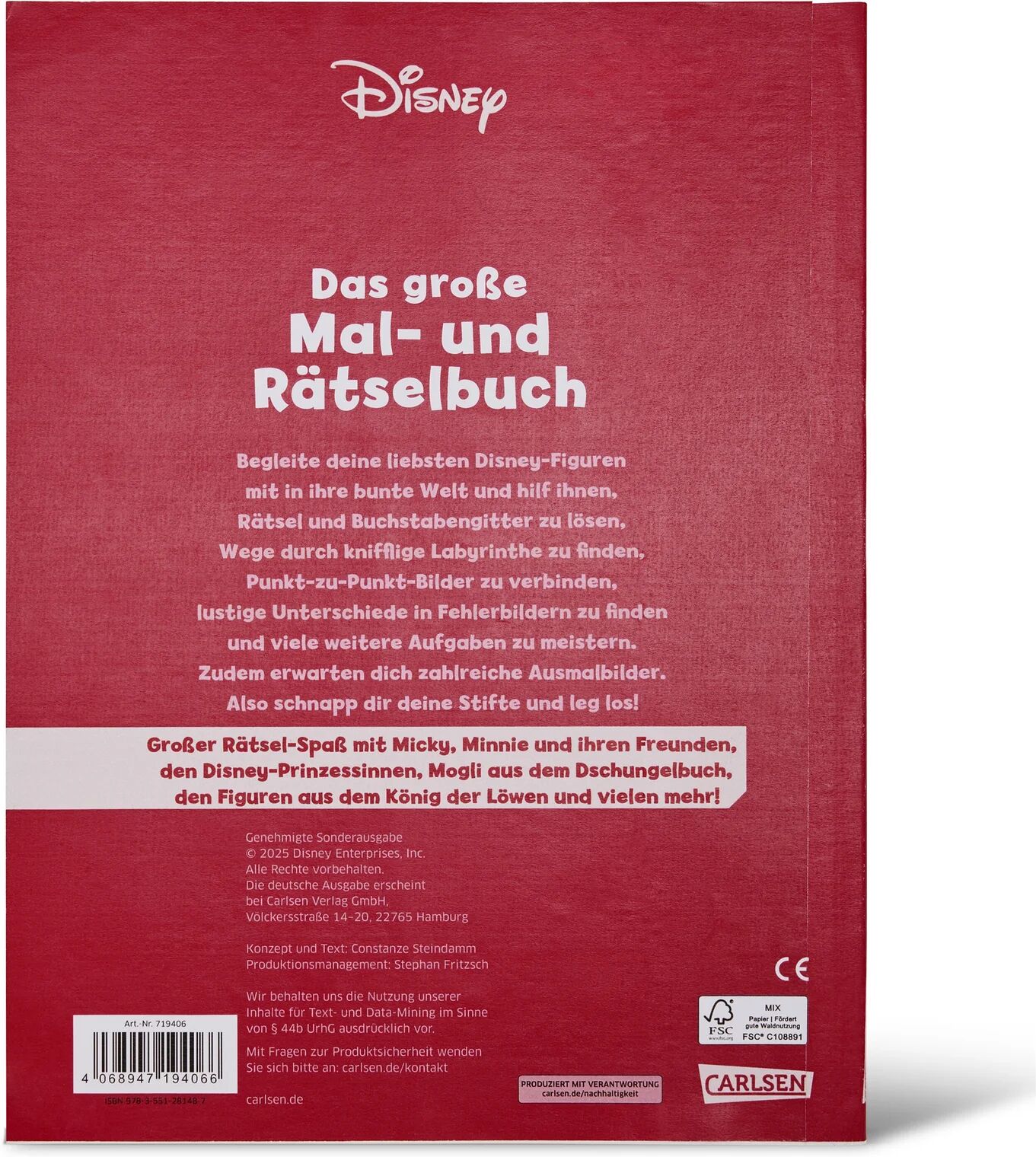 Tchibo - Buch »Disney – das grosse Mal- und Rätselbuch«