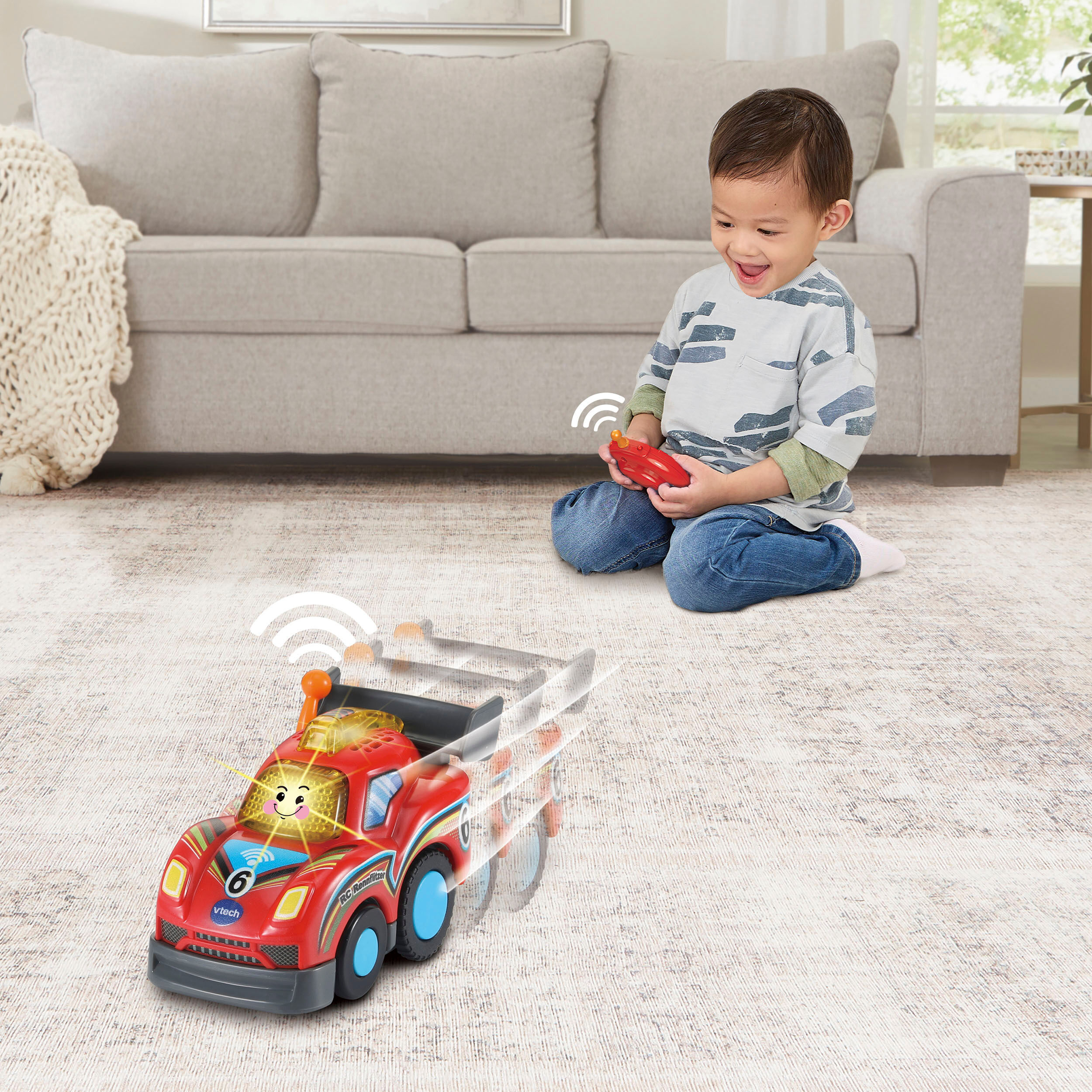 RC-Auto VTECH "Tut Tut Baby Flitzer - RC Rennflitzer", bunt, Fernlenkfahrzeuge, KinderB:12,5cm H:6,8cm T:15,5cm, Kunststoff, RC-Auto, mit Licht und Sound, B:12,5cm H:6,8cm T:15,5cm