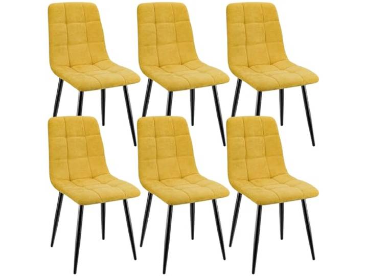 ANVOFONG Leinenstoff Esszimmerstühle 6er Set,Gelb Karomuster,Esszimmerstuhl mit verstärkten Stuhlbeinen,Küchenstuhl Polsterstühle,Stuhl für Esszimmer,Küche & Wohnzimmer