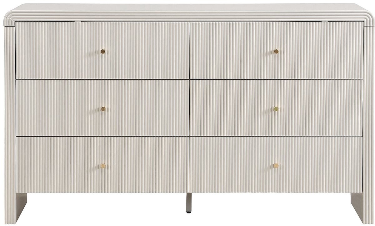 MIRENALO Ladekast met 6 laden - MDF - Beige en goud