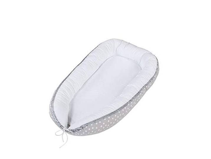 babybay Kuschelnest, perlgrau Punkte weiß