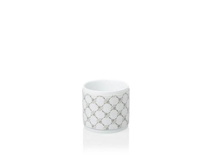 Joop! Zahnputzbecher, Weiss, Grau, Kunststoff, Keramik, Lederoptik, 9.5x9x9.5 cm, Handmade in Thailand, Badaccessoires, Zahnputzbecher