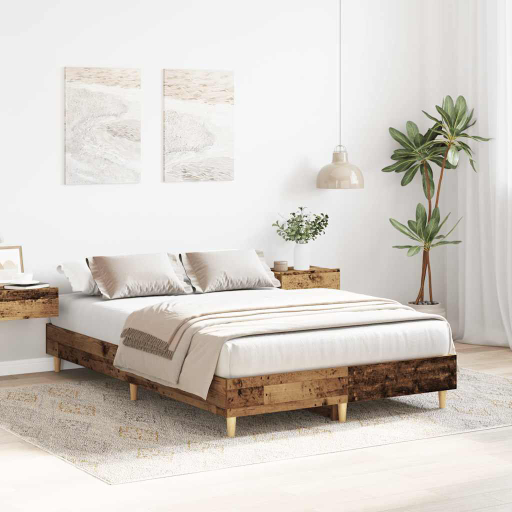 Alpen Home Bed Frame No Mattress Engineered Wood Old Wood 123 x 203cm