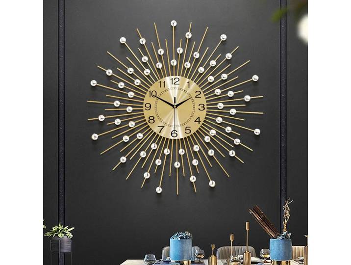 Grande horloge murale silencieuse en métal doré, horloges nordiques modernes de luxe, décoration murale pour la maison, montres murales dorées, cadeau de décoration de salon