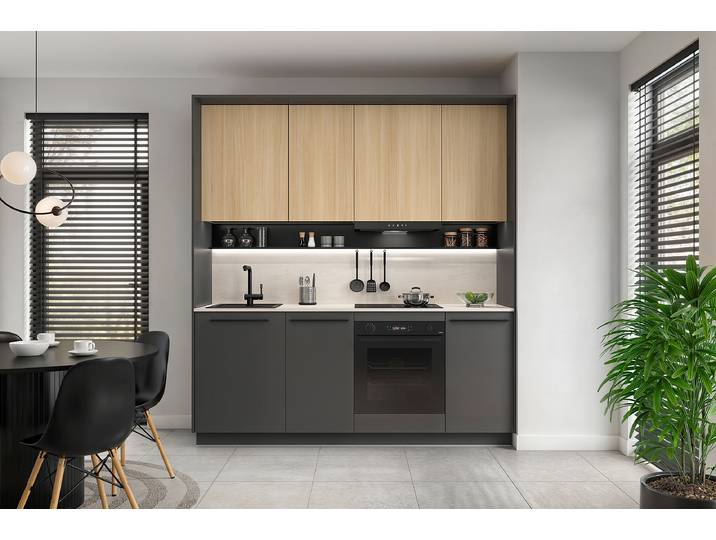 Beleuchtetes Metallregal 210cm Schwarz/Schwarz